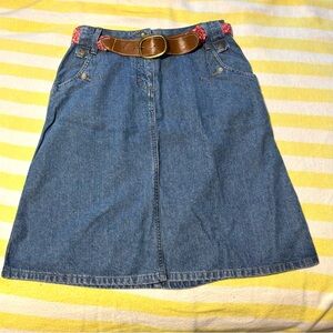 Christopher & Banks Denim A-Line Skirt with Removable Belt, Size 4, NWT